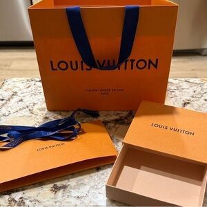 Authentic Louis Vuitton Gift Bag with Ribbon, Receipt/Note Card Holder, Box